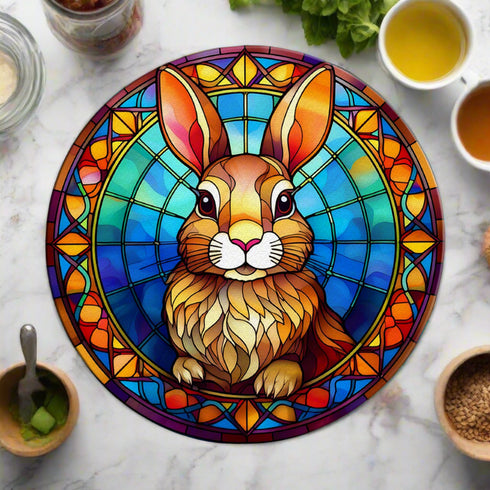 Rabbit Circular Glass Suncatcher Worktop Saver